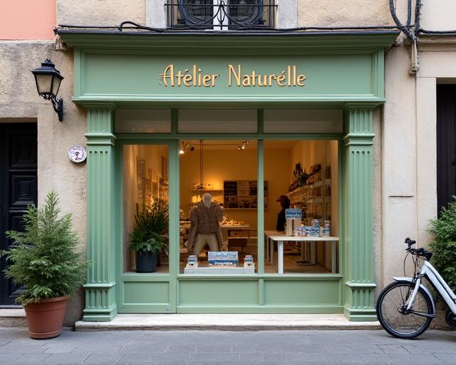 Die einladende Fassade des Atelier Naturelle in einer Strasse in Genf.